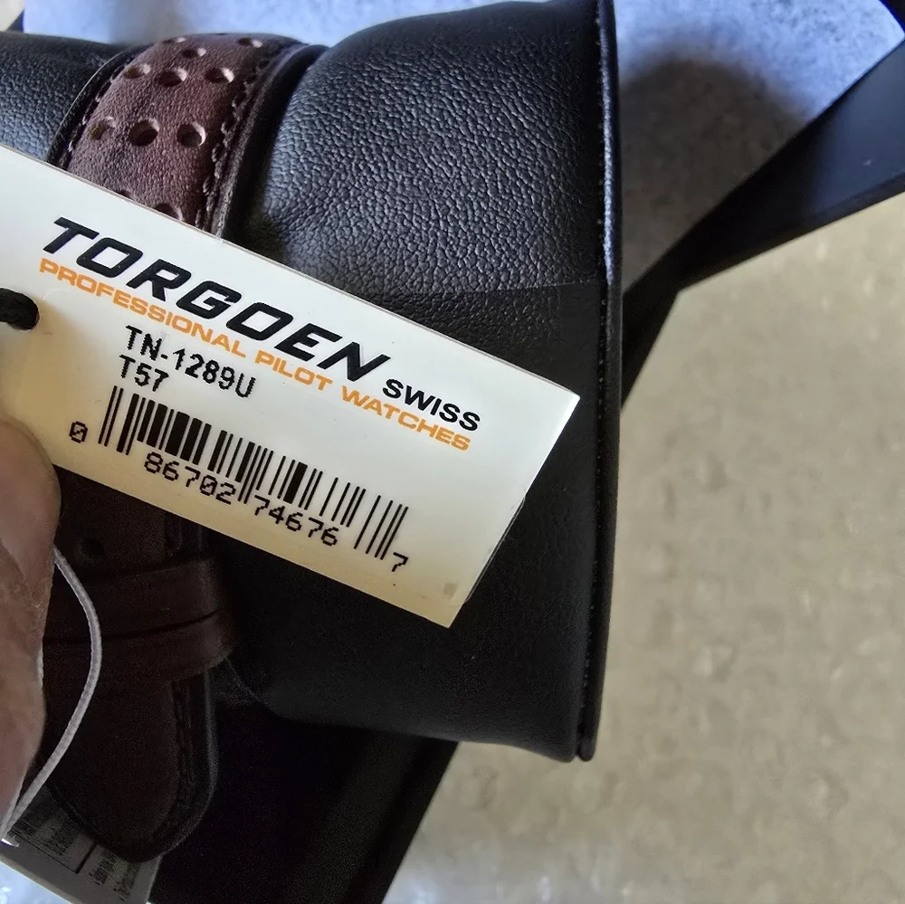 New Torgoen TN-1289 T57 Brown GMT Sapphire 41mm Leather Strap Watch
